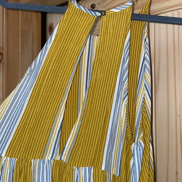 gold, blue, and white striped float dress - Picture 3 of 3